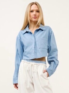 Hersy cropped denim button up top